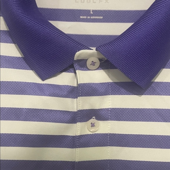 Men's IZOD GOLF Striped Polo Shirt - Purple and White/ size L - Picture 6 of 6